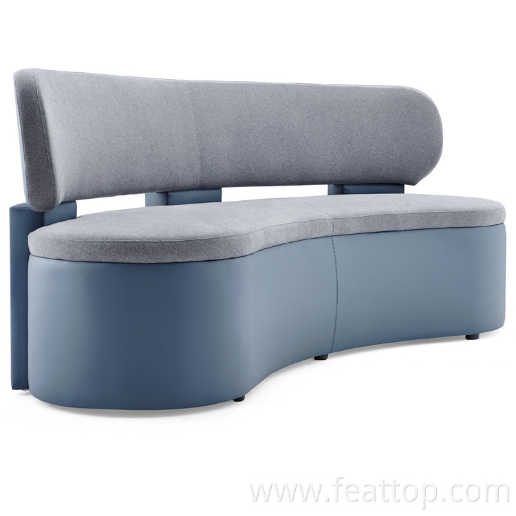 Modern Design Living Lounge Sofa Multiple People Leather Fabric Splicing Arc Lounge Sofa